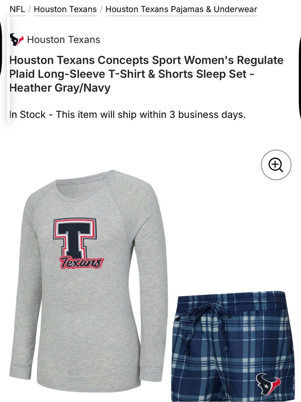 Fanatics Heather Gray Long-Sleeve Tee & Navy Plaid Shorts Sleep Set